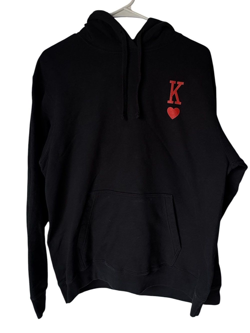 Retro Men's L Black Hoodie Poker Cards Red King of Hearts MINTY